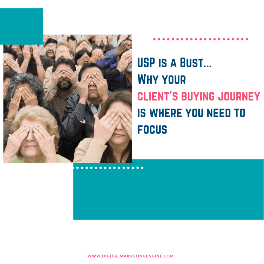 blog header image for USP Is a Bust... Why your client's buying journey is where you need to focus